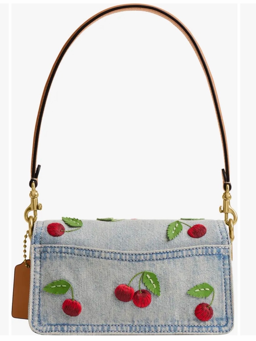 NWT Coach TABBY 20 Denim Cherry Embroidered Shoulder Bag - Picture 4 of 10